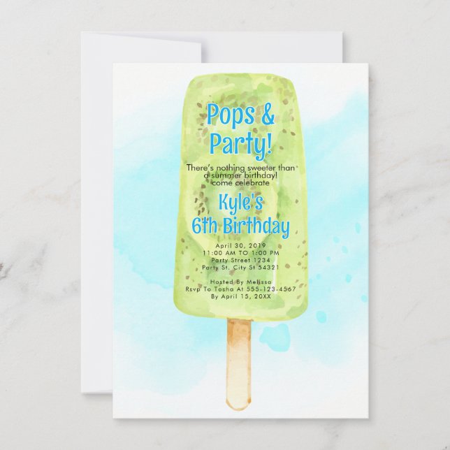 Pops & Party Summer Birthday Invitations (Front)
