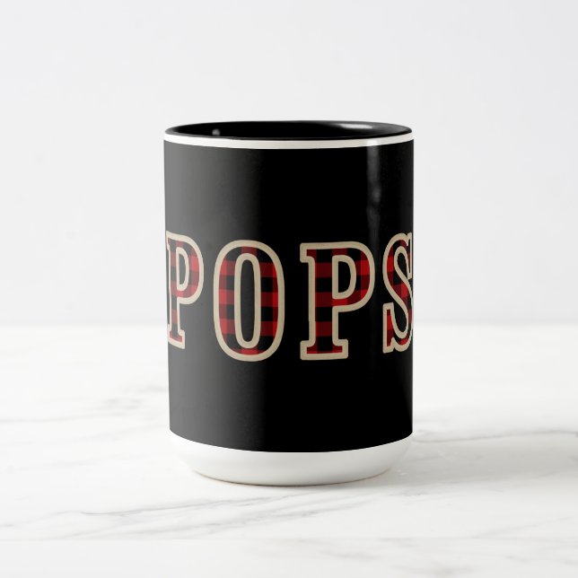POPS Rustic Red Black Buffalo Chequered Squares Two-Tone Coffee Mug (Center)