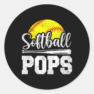 Pops Softball Player Game Day Father's Day Gift Classic Round Sticker