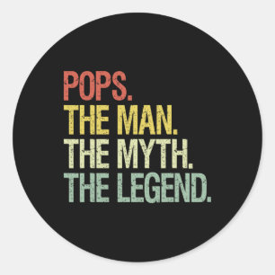 Pops The Man The Myth The Legend Fathers Gift Classic Round Sticker