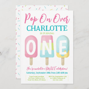 Popsicle 1st Birthday Invitation, Pop on Over Invitation