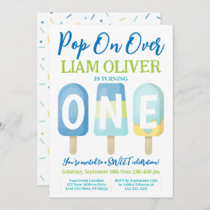 Popsicle 1st Birthday Invitation, Pop on Over Invitation