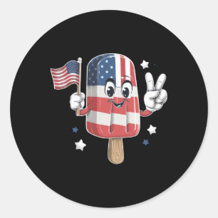 Popsicle 4th Of July Boys Kids Usa American Flag P Classic Round Sticker