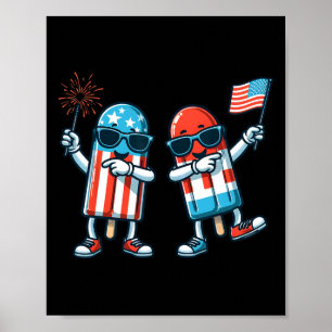 Popsicle American Flag 4th Of July Patriotic Summe Poster