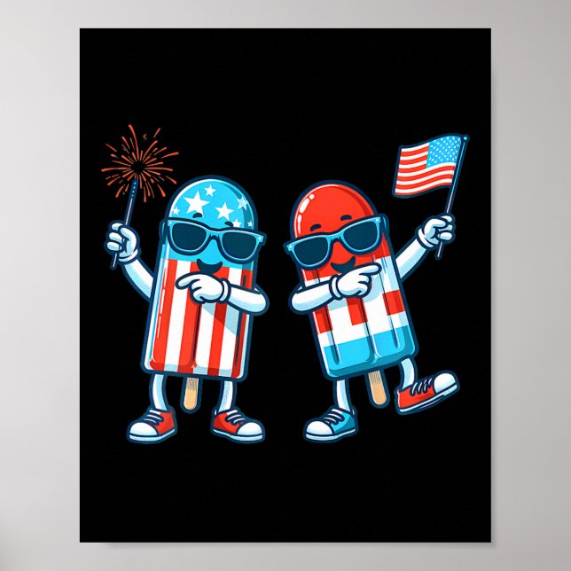 Popsicle American Flag 4th Of July Patriotic Summe Poster (Front)