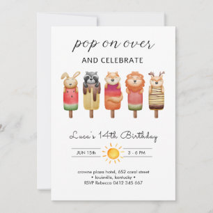 Popsicle Animals Birthday Invitation