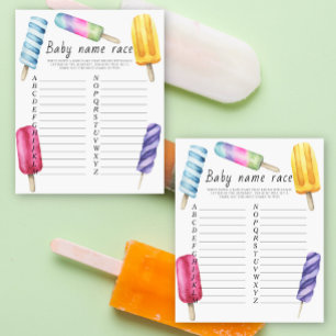Popsicle baby shower - Baby name race game
