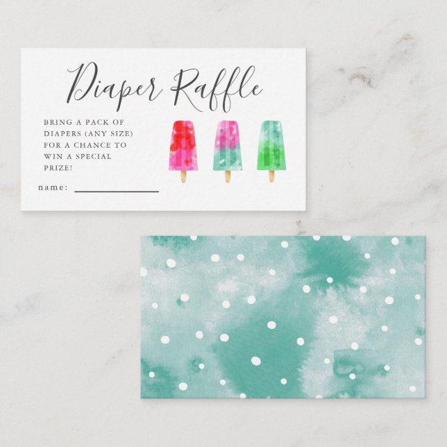 Popsicle Baby Shower Diaper Raffle Ticket  Enclosure Card (Front/Back)