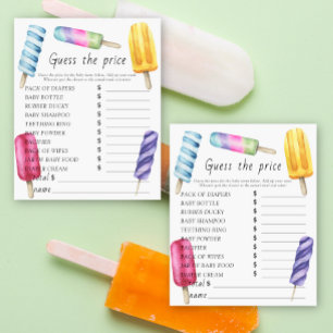 Popsicle baby shower - Guess the price Game
