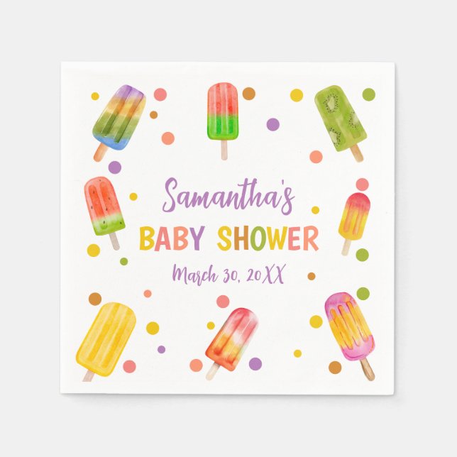 Popsicle baby shower Ice Cream summer party Napkin (Front)