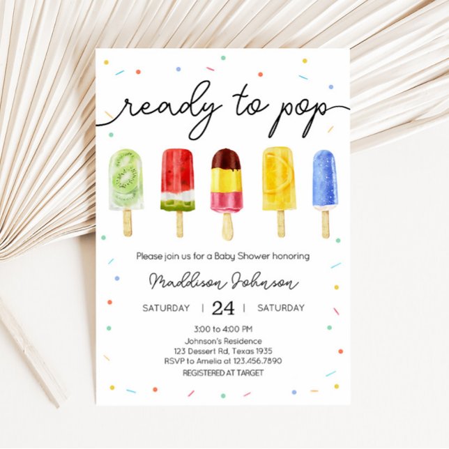 Popsicle Baby Shower  Invitation (Ready to Pop Baby Shower Invitation)