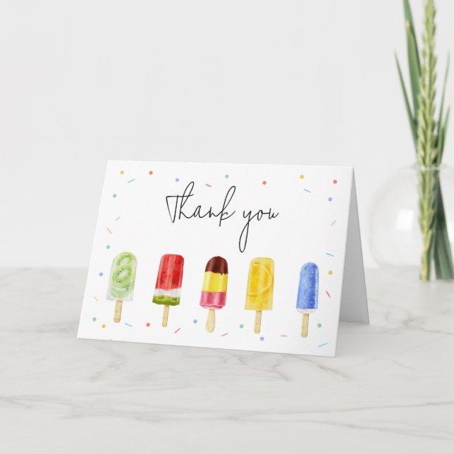 Popsicle Baby Shower  Thank You Card (Front)