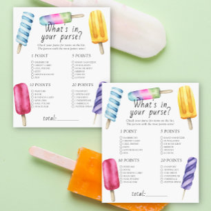 Popsicle baby shower - What's in your purse game