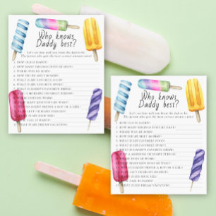 Popsicle baby shower Who knows daddy best game