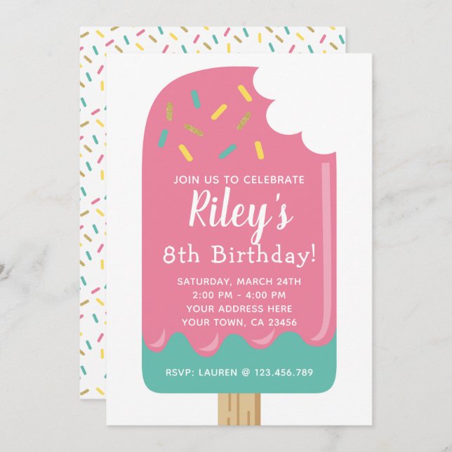 Popsicle Birthday Invitation (Front/Back)