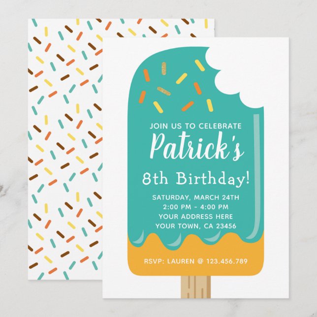 Popsicle Birthday Invitation (Front/Back)
