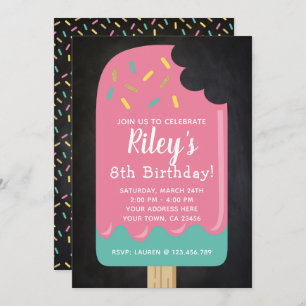 Popsicle Birthday Invitation Chalkboard