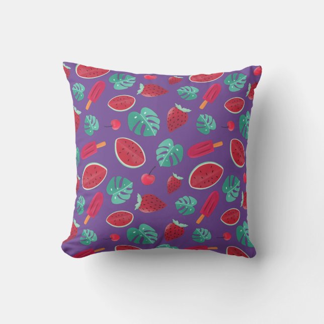 Popsicle, Cherry, Strawberry & Watermelon Cushion (Front)
