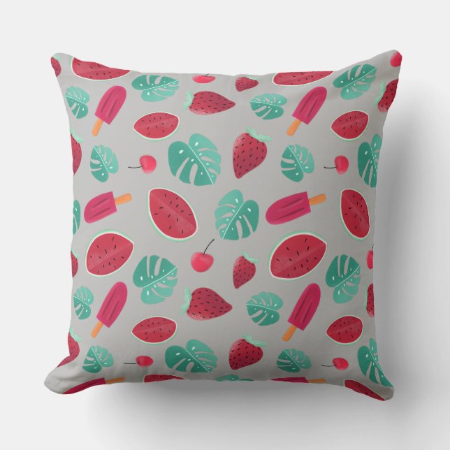 Popsicle, Cherry, Strawberry & Watermelon Cushion (Front)