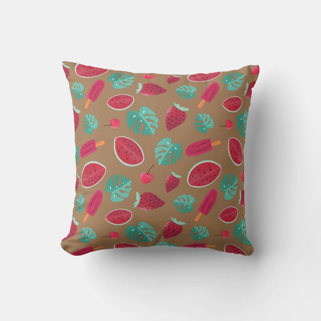Popsicle, Cherry, Strawberry & Watermelon Cushion (Front)