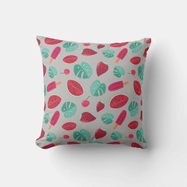 Popsicle, Cherry, Strawberry & Watermelon Cushion (Front)