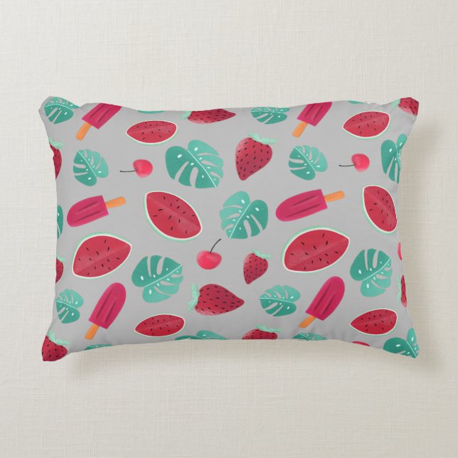 Popsicle, Cherry, Strawberry & Watermelon Decorative Cushion (Front)