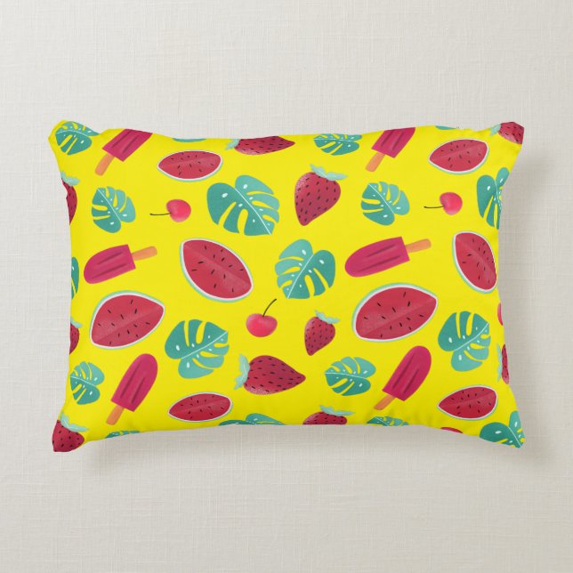 Popsicle, Cherry, Strawberry & Watermelon Decorative Cushion (Front)