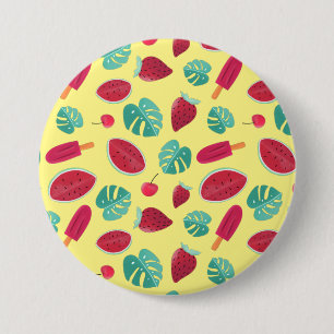 Popsicle, Cherry, Strawberry & Watermelon Leaves 7.5 Cm Round Badge
