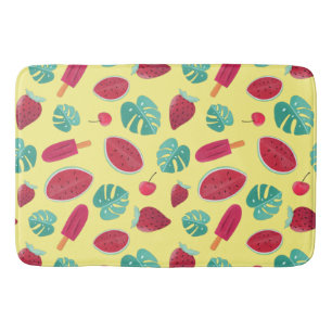 Popsicle, Cherry, Strawberry & Watermelon Leaves Bath Mat