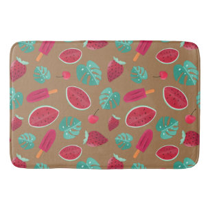 Popsicle, Cherry, Strawberry & Watermelon Leaves Bath Mat