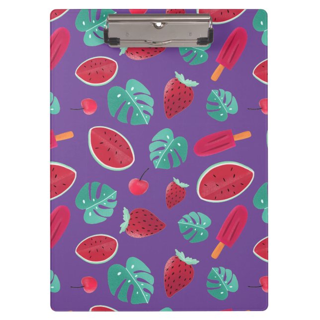 Popsicle, Cherry, Strawberry & Watermelon Leaves Clipboard (Front)