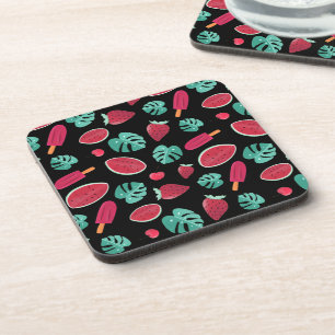 Popsicle, Cherry, Strawberry & Watermelon Leaves Coaster