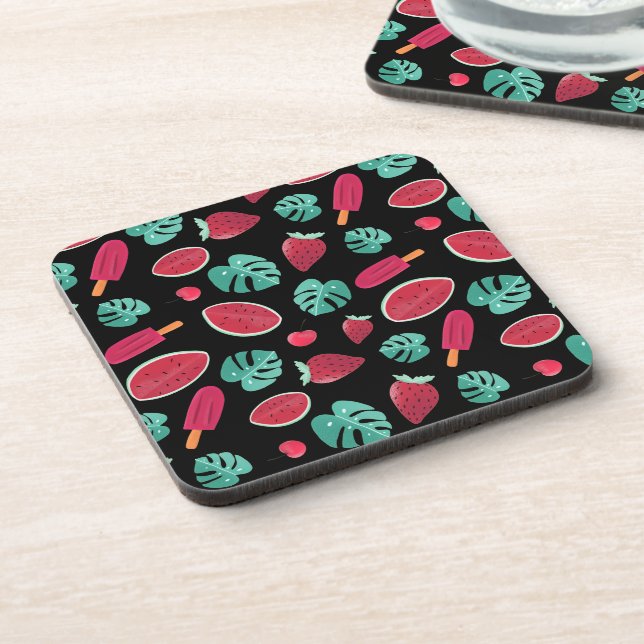 Popsicle, Cherry, Strawberry & Watermelon Leaves Coaster (Left Side)