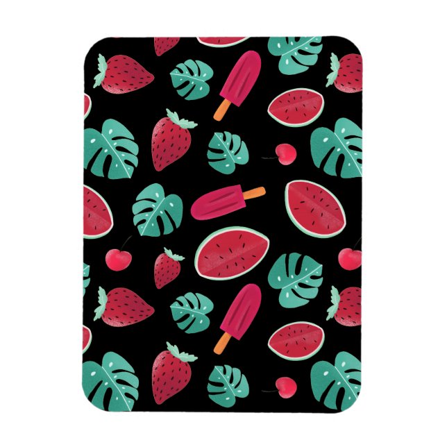Popsicle, Cherry, Strawberry & Watermelon Leaves Magnet (Vertical)