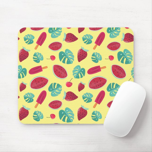 Popsicle, Cherry, Strawberry & Watermelon Leaves Mouse Mat (With Mouse)