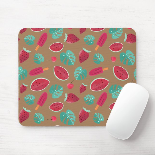 Popsicle, Cherry, Strawberry & Watermelon Leaves Mouse Mat (With Mouse)