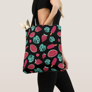 Popsicle, Cherry, Strawberry & Watermelon Leaves Tote Bag