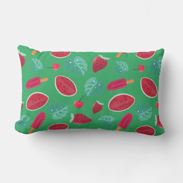 Popsicle, Cherry, Strawberry & Watermelon Lumbar Cushion (Front)