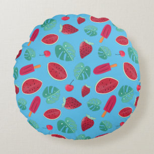 Popsicle, Cherry, Strawberry & Watermelon Round Cushion