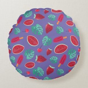 Popsicle, Cherry, Strawberry & Watermelon Round Cushion