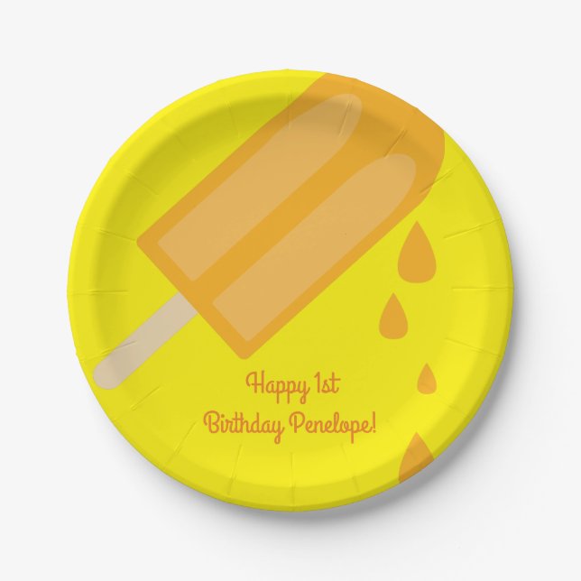 Popsicle Cute Kids Birthday Party Paper Plate (Front)