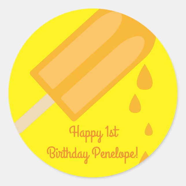 Popsicle Cute Summer 1st Birthday Party Theme Classic Round Sticker (Front)