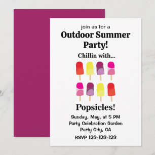 Popsicle Fun Colourful Outdoor Summer Party Invitation