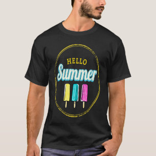 Popsicle Hello Summer Vintage Ice Cream Retro T-Shirt