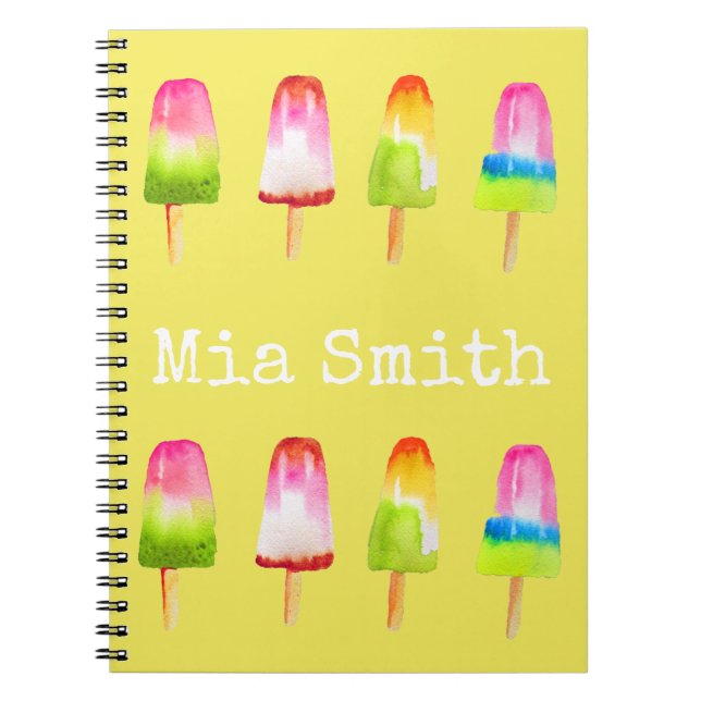 Popsicle ice-block Summer watercolor cute Notebook (Front)