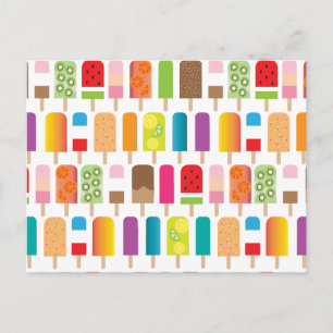 Popsicle Ice Cream Bars Pattern Postcard