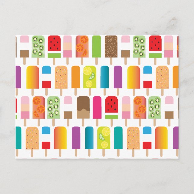 Popsicle Ice Cream Bars Pattern Postcard (Front)