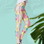 Popsicle Ice Cream Colourful Watercolor Modern Cut Leggings<br><div class="desc">This cute,  trendy summer pattern was created using my hand painted whimsical watercolor popsicle ice creams in soft shades of purple,  pink,  yellow,  and red,  white,  and blue for a fun,  colourful design!</div>