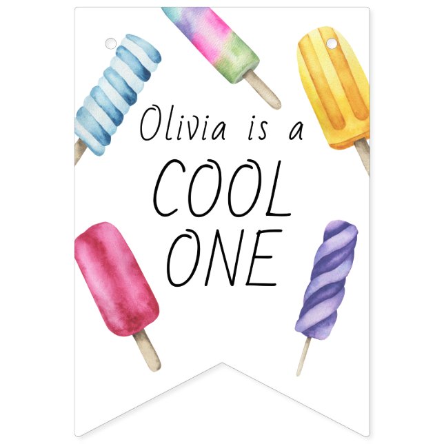Popsicle Ice Cream Kids Birthday Bunting (First Flag)