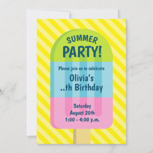 Popsicle ice cream kid's summer Birthday party Invitation